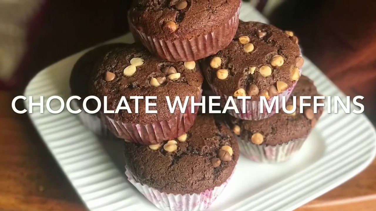 Chocolate wheat muffins (eggless)/eggless whole wheat muffins recipe/healthy chocolate muffins