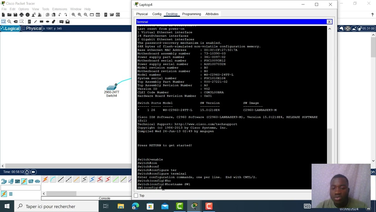 Configuration de base d'un commutateur