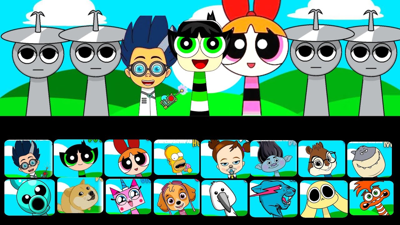 All Phases in New Incredibox Sprunki Oc Pj Masks Form Buttercup Phase 1 to Phase 2 Blossom Homer Bos