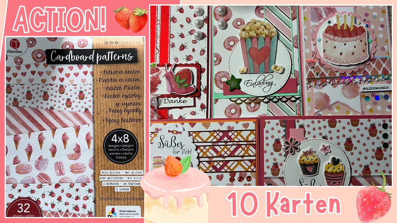 ACTION❣️ 10 Karten - Cardboard Patterns - Déco Time 🍓🍿🍩