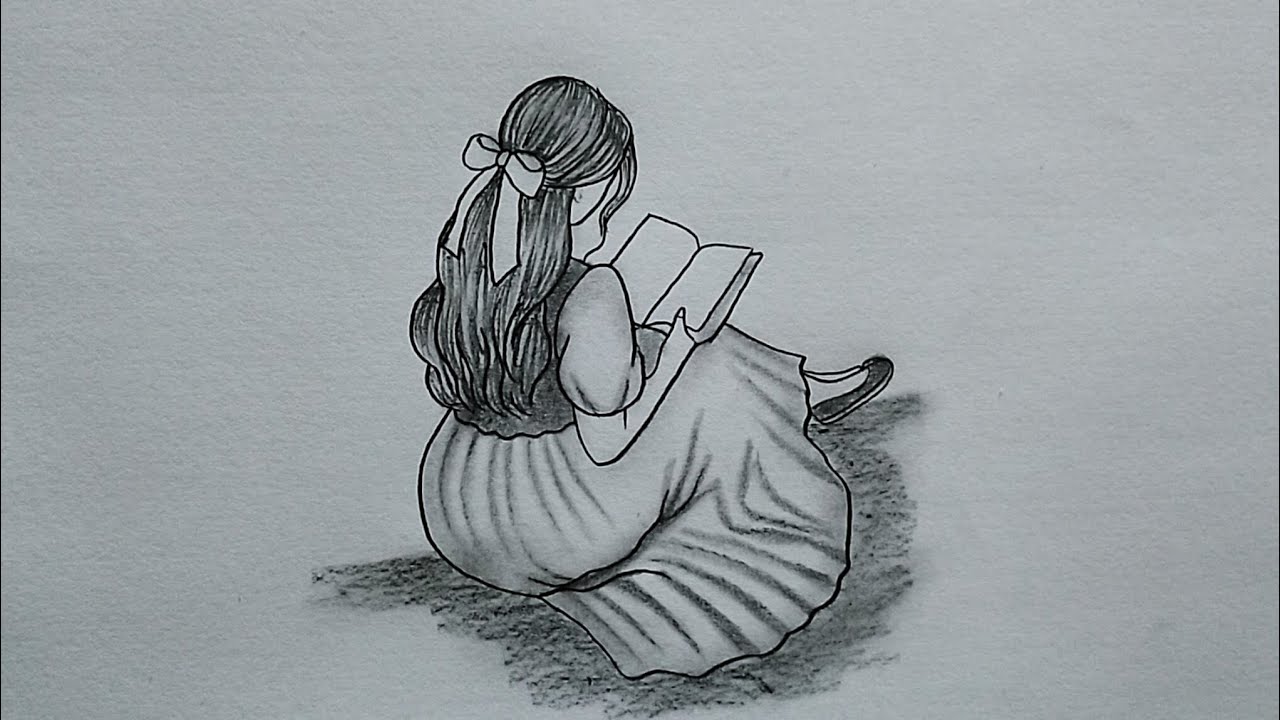 How to draw a Girl reading Book -Drawing easy | Pencil sketch for beginner | Girl drawing | Sketch