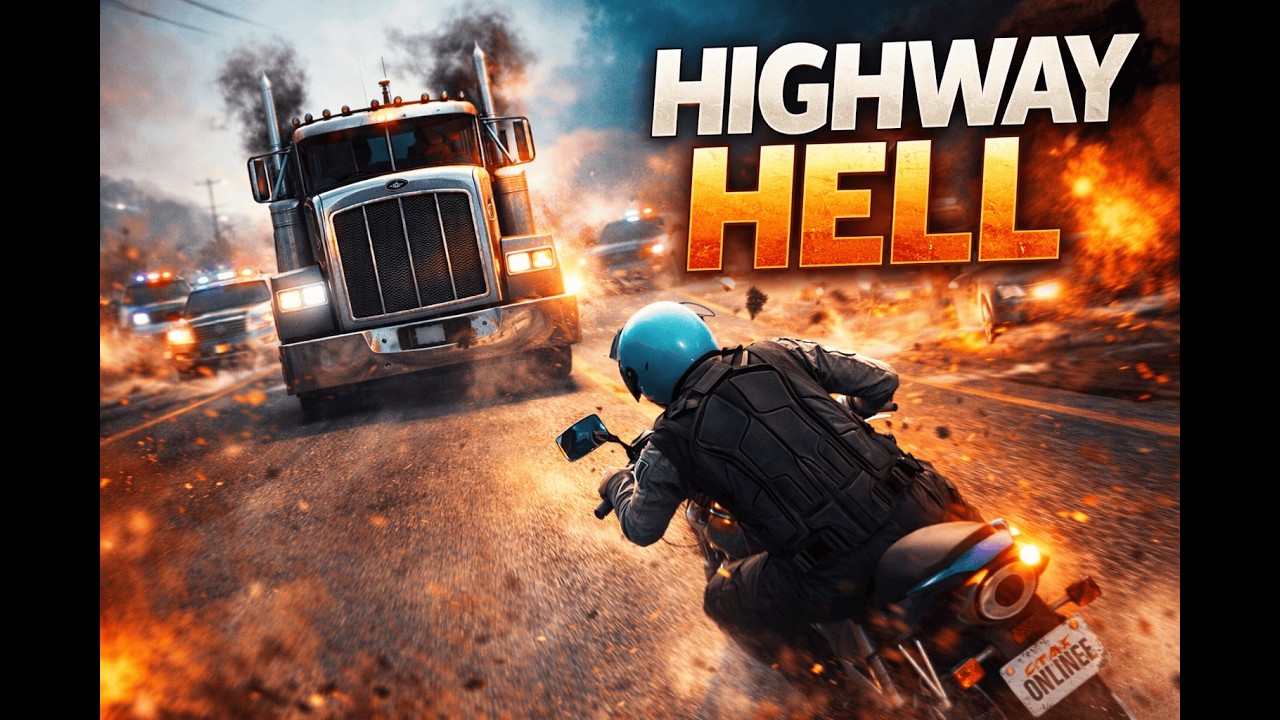 Motorcycle Mayhem vs Police Convoy | GTA Online PvP Chaos at Highway Blockade!