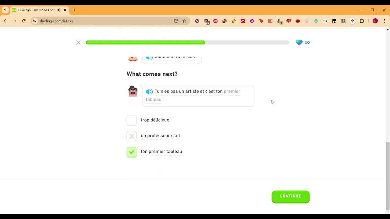 Duolingo French Story Regarde mon tableau