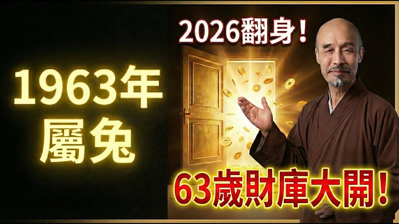 63歲開始！1963年屬兔人「翻身時機」已定：這不是迷信，是你的財庫偏偏要在2026年打開！#1963年屬兔 #2026生肖兔運勢 #屬兔2026運勢 #1963年生肖兔 #財庫 #風水 #五行改運
