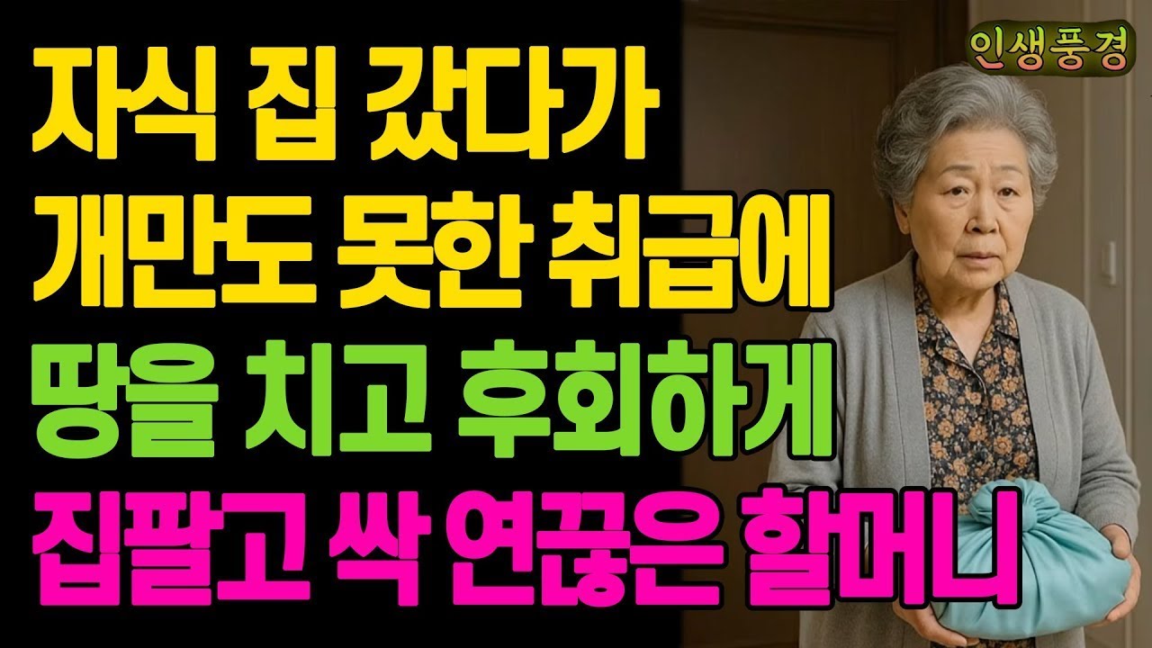 자식 집 갔다가 아들 며느리의 개만도 못한 취급에 땅을 치고 후회하게 집팔고 싹 연끊은 할머니 노년의 삶의 지혜 행복한 노후생활 부모자식갈등 사연 이야기 오디오북