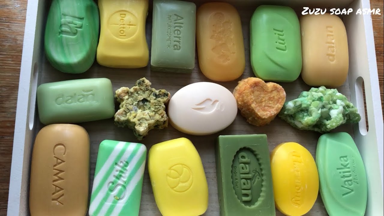 Springtime Tray of Soap 💛💚🌼 Soap cutting ASMR #asmrforsleep #oddlysatisfying #sensory #soapasmr #fyp