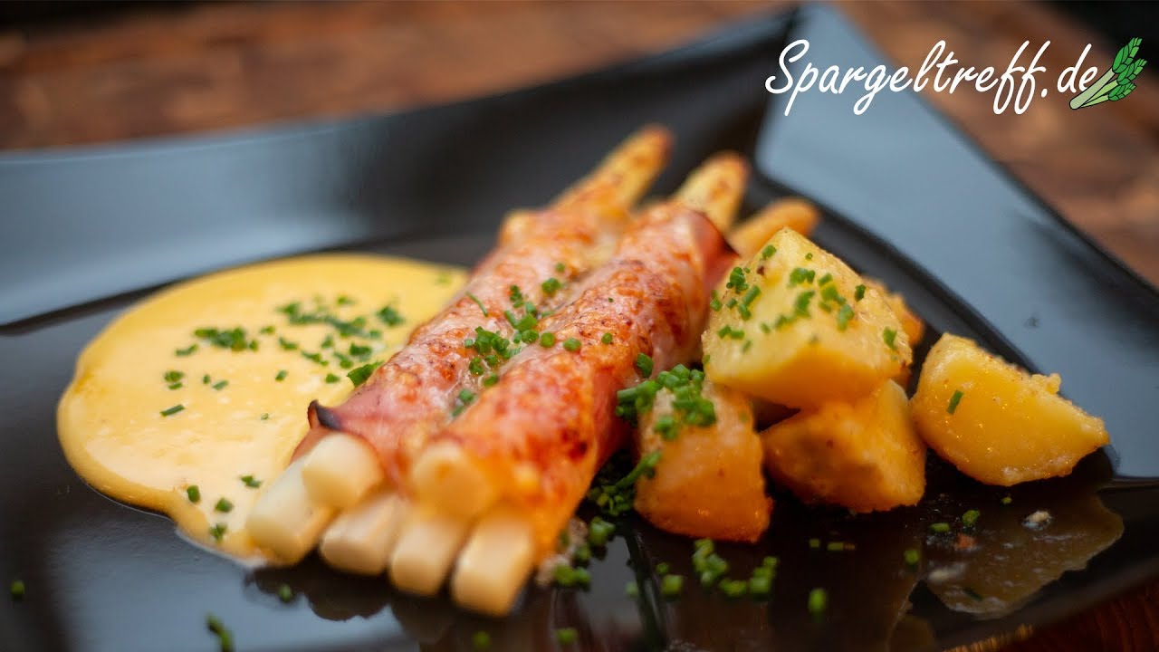 Spargel in Schinken mit Käse überbacken