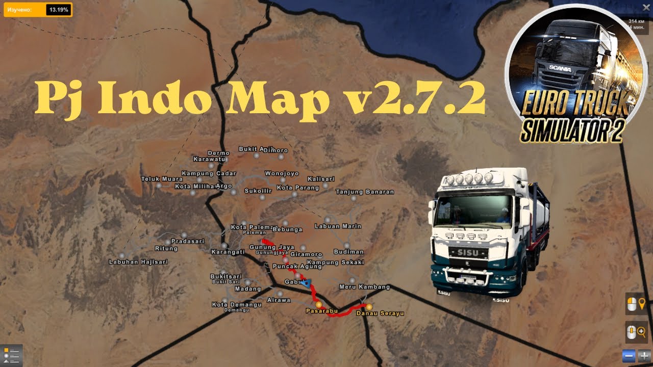 Карта Pj Indo Map v2.7.2  Euro Truck Simulator 2 (1.44.x)