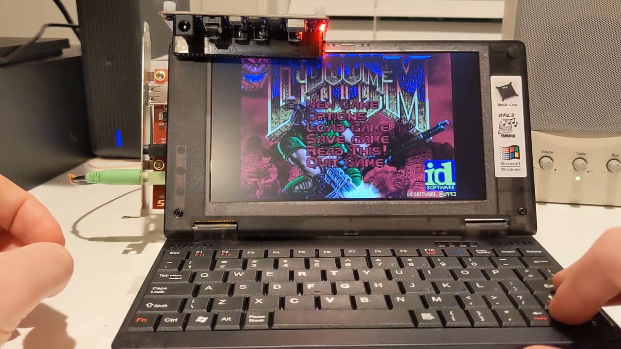 Testing out the picogus sound card and several games on the Pocket 386 laptop (part 1)