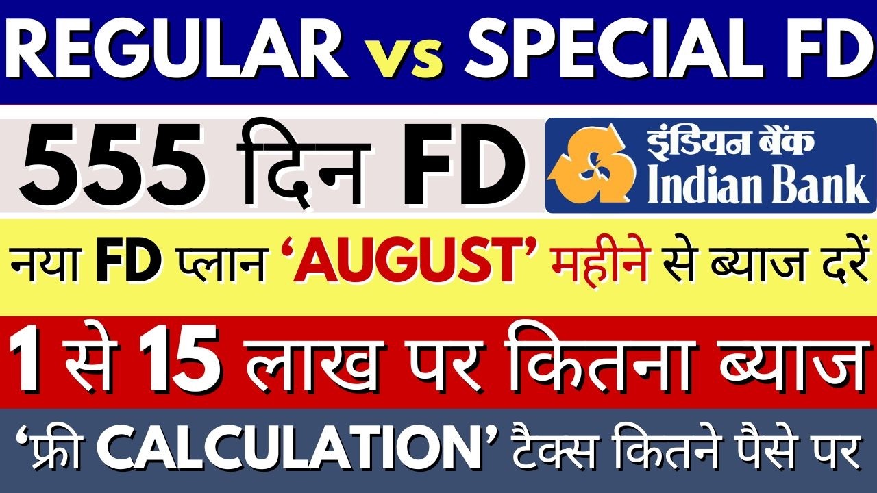 Indian Bank Fixed Deposit Interest Rates 555 Days FD Plan | Special FD Plan 555 Days Indian Bank