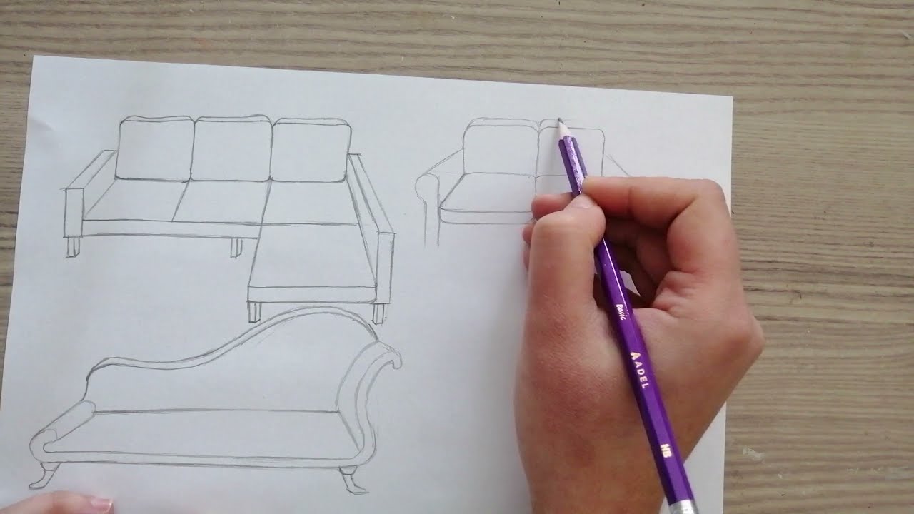 Sofa Drawing / Koltuk Çizimi,Kolay Koltuk Çizimi