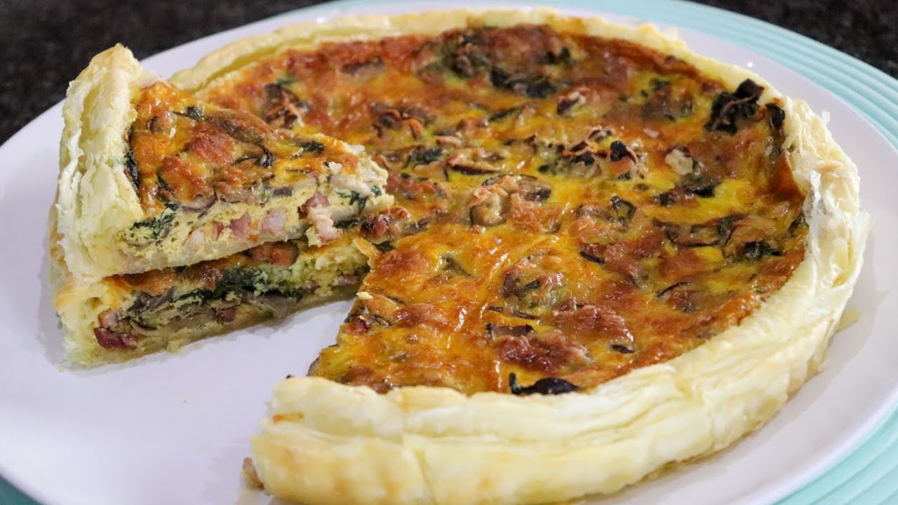 Quiche de Cogumelos e Espinafres com Bacon | Uma Delícia!