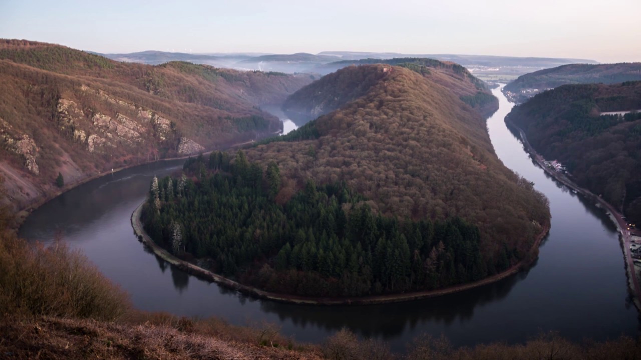 Saarschleife with transportation boat transit [Time-lapse Photography]
