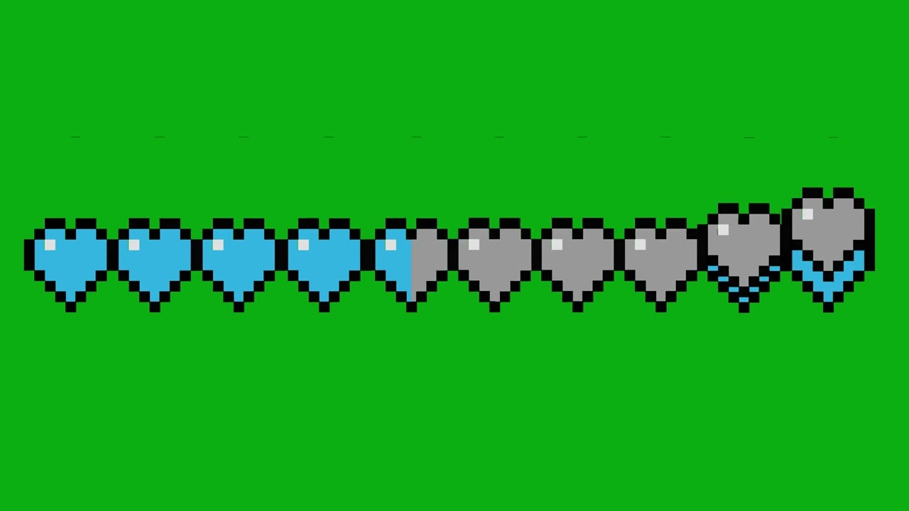 Minecraft Blue Health Bar Green Screen Overlay Memes Motion Graphics 4K Copyright Free
