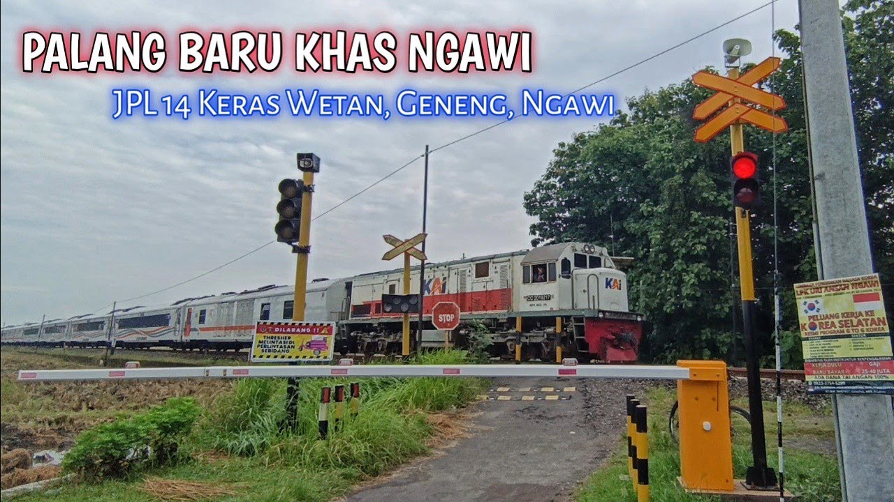 PALANG KHAS NGAWI AKTIF | Perlintasan Kereta Api Palang Baru JPL 14 Keras Wetan, Geneng, Ngawi