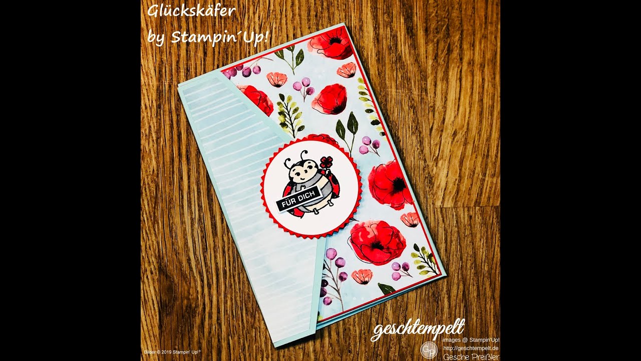 Karte mit Gutscheinfach -  Gl&uuml;cksk&auml;fer - eine Anleitung mit den Produkten von Stampin&acute;Up!