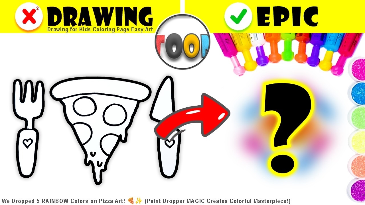 We Dropped 5 RAINBOW Colors on Pizza Art! 🍕✨ (Paint Dropper MAGIC Creates Colorful Masterpiece!)