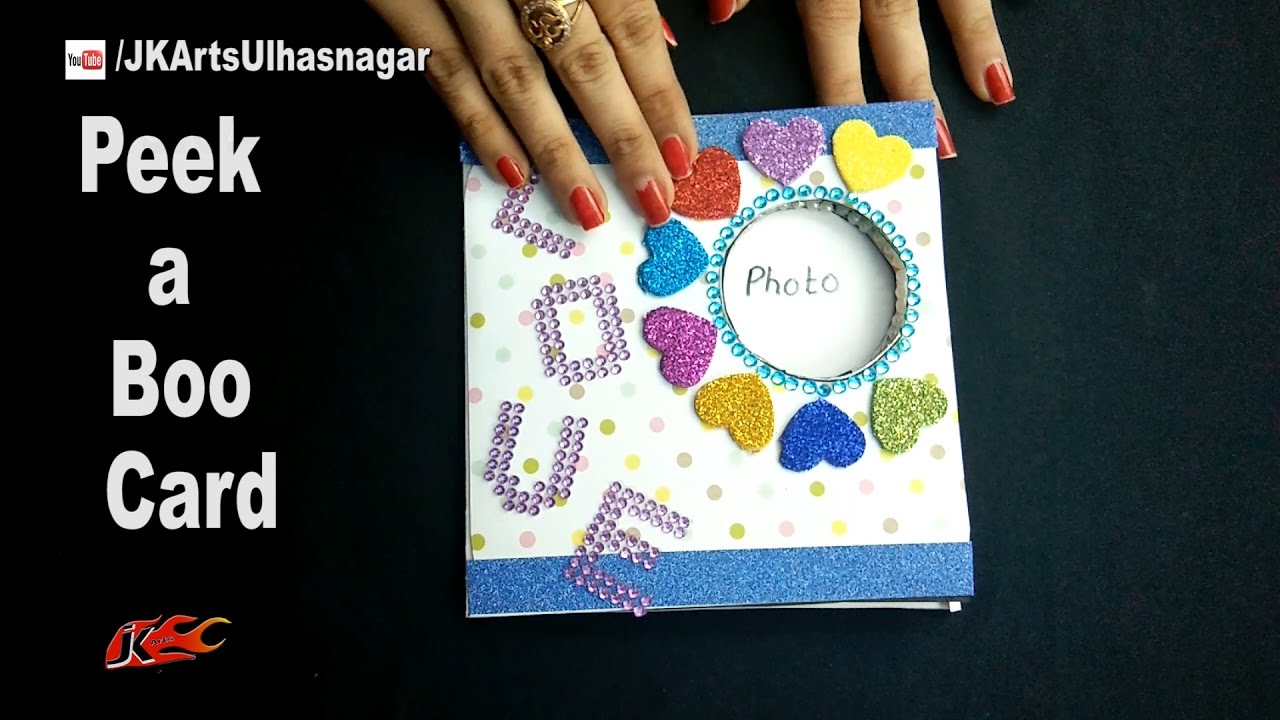 Peek a Boo card for Scrapbook | How to make changing picture card | JK Arts 1157