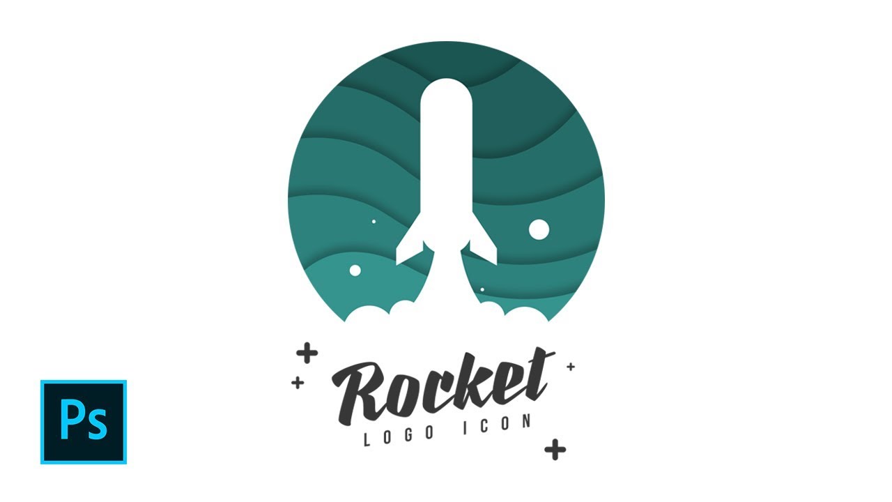 How to Create Rocket Launch Flat Logo Design in Photoshop - Photoshop Tutorials