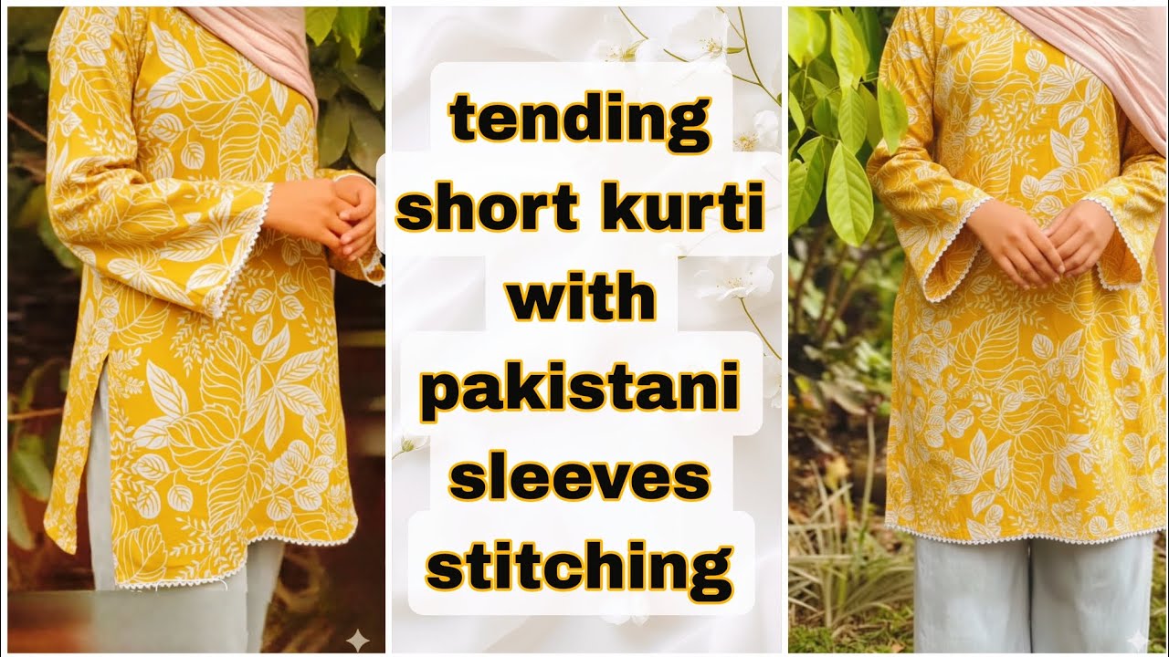 Short kurti with pakistani sleeves stitching
