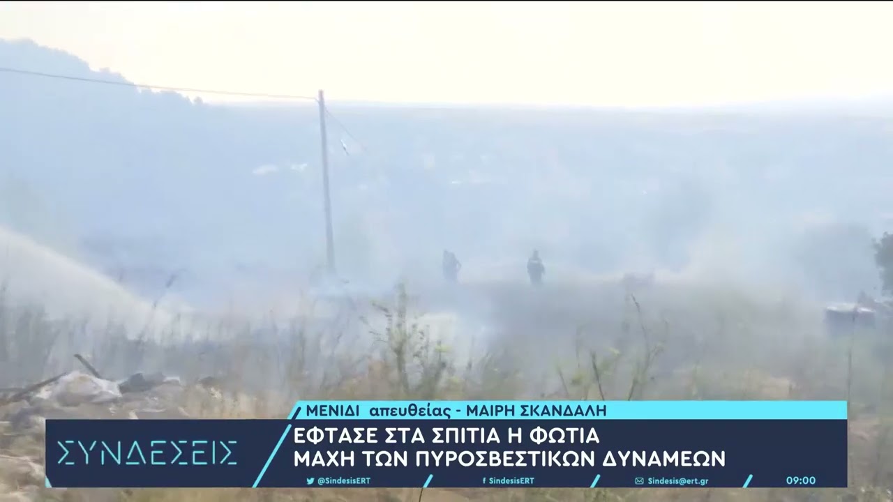 Έφτασε στα σπίτια η φωτιά στο Μενίδι - Μάχη των πυροσβεστικών δυνάμεων | 23/8/2023 | ΕΡΤ