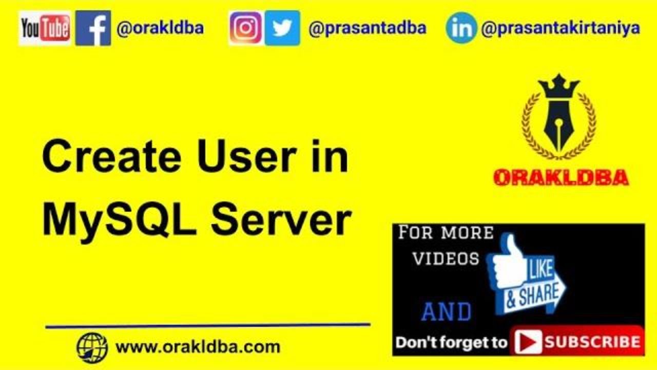 Create user in MySQL Server #createuser, #mysqltraining, #mysqldba