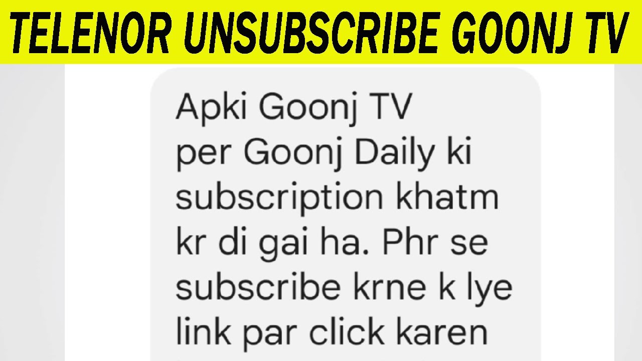How to Unsubscribe Goonj TV from Telenor | Telenor Unsubscribe Goonj TV Code