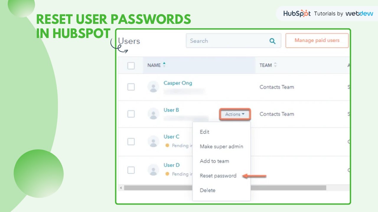 How-to reset user passwords in Hubspot.