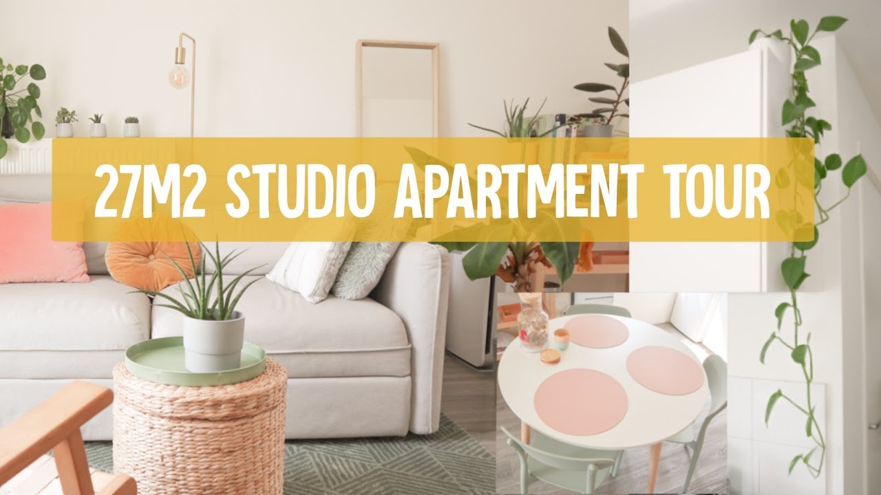 Studio appartment tour - 27m2/209 sqft - Minimal & Pastel