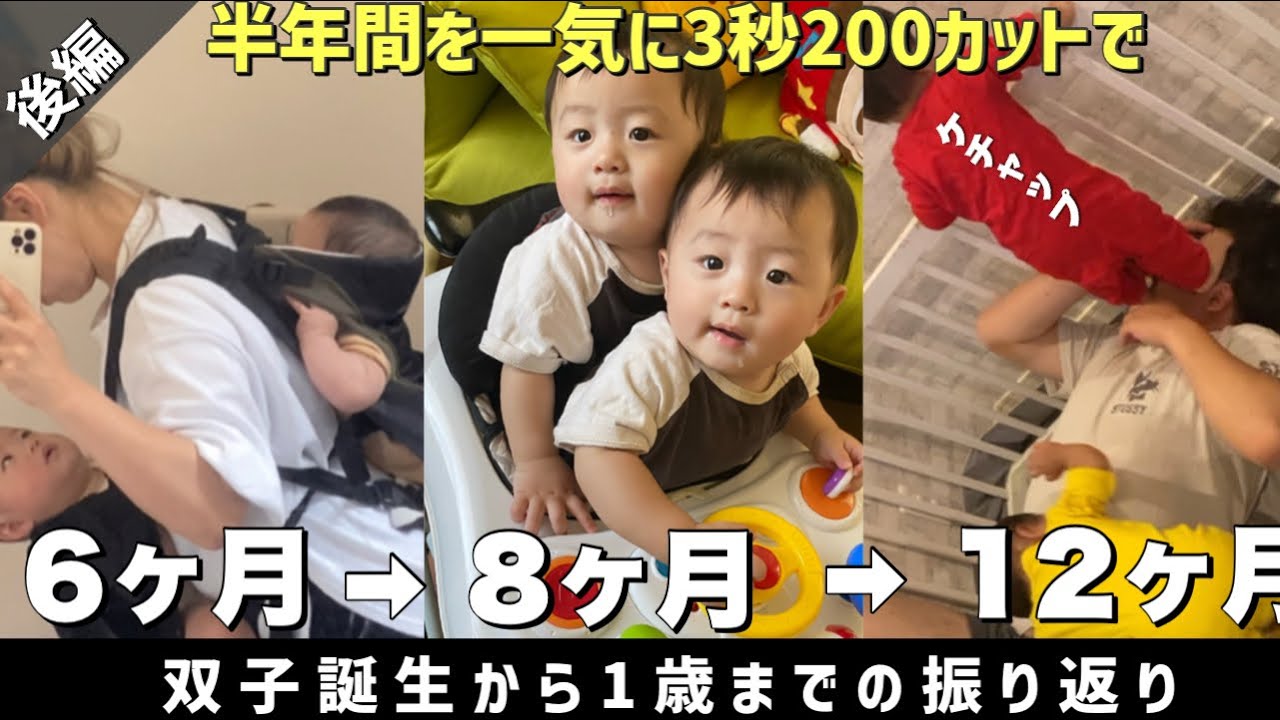 【後編】6ヶ月〜1歳までを200カットを3秒で一気に振り返る〜カオス超えてマカオだった半年間〜　#りとるTWINもんすたーず #双子 #twins