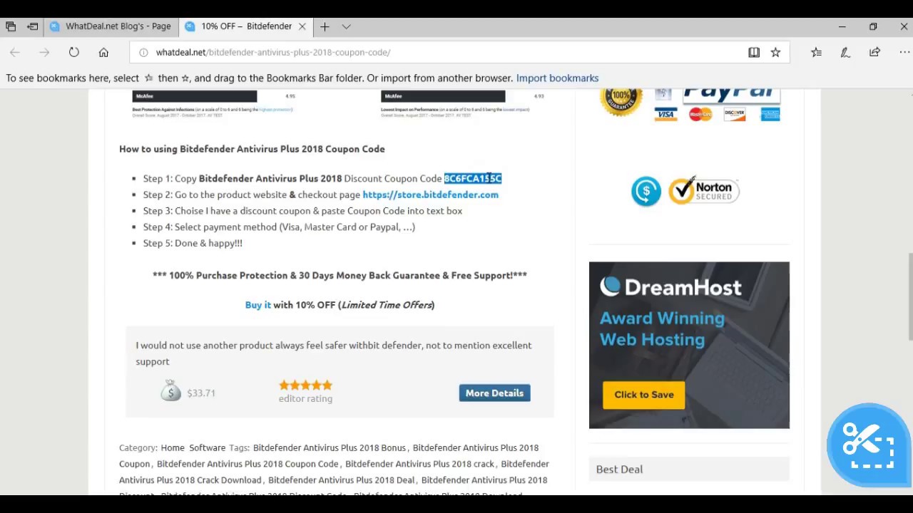 10% OFF &ndash;  Bitdefender Antivirus Plus 2018 Coupon Code 100% WORKING