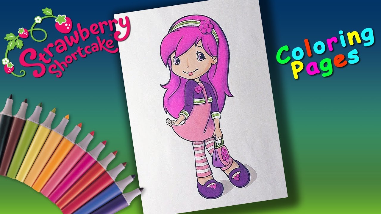 Strawberry Shortcake Coloring Pages for kids  Coloring Raspberry Torte  Coloring book for girls