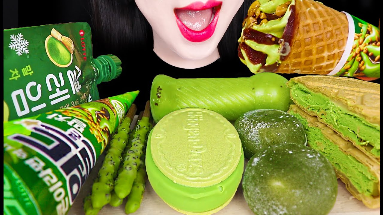 ASMR Matcha Ice Cream 말차 아이스크림 먹방 Mukbang, Eating