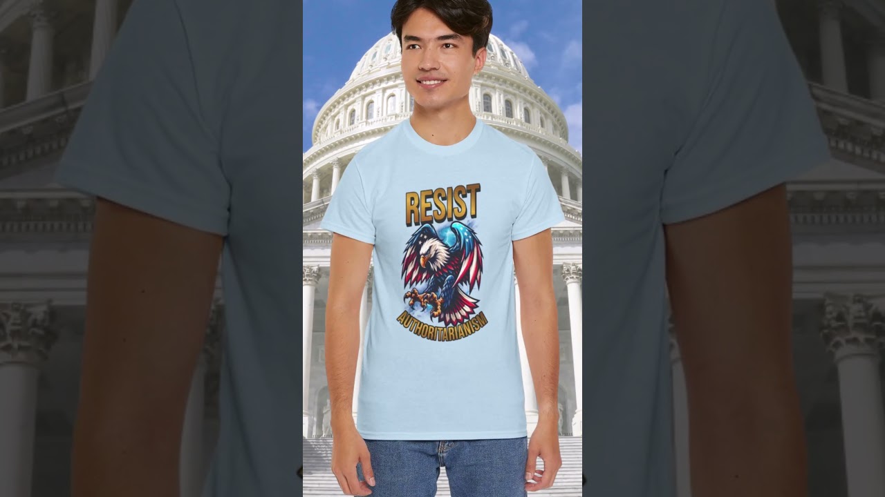 Resist Authoritarianism Protest T-Shirt - Patriotic Striking Eagle Graphic