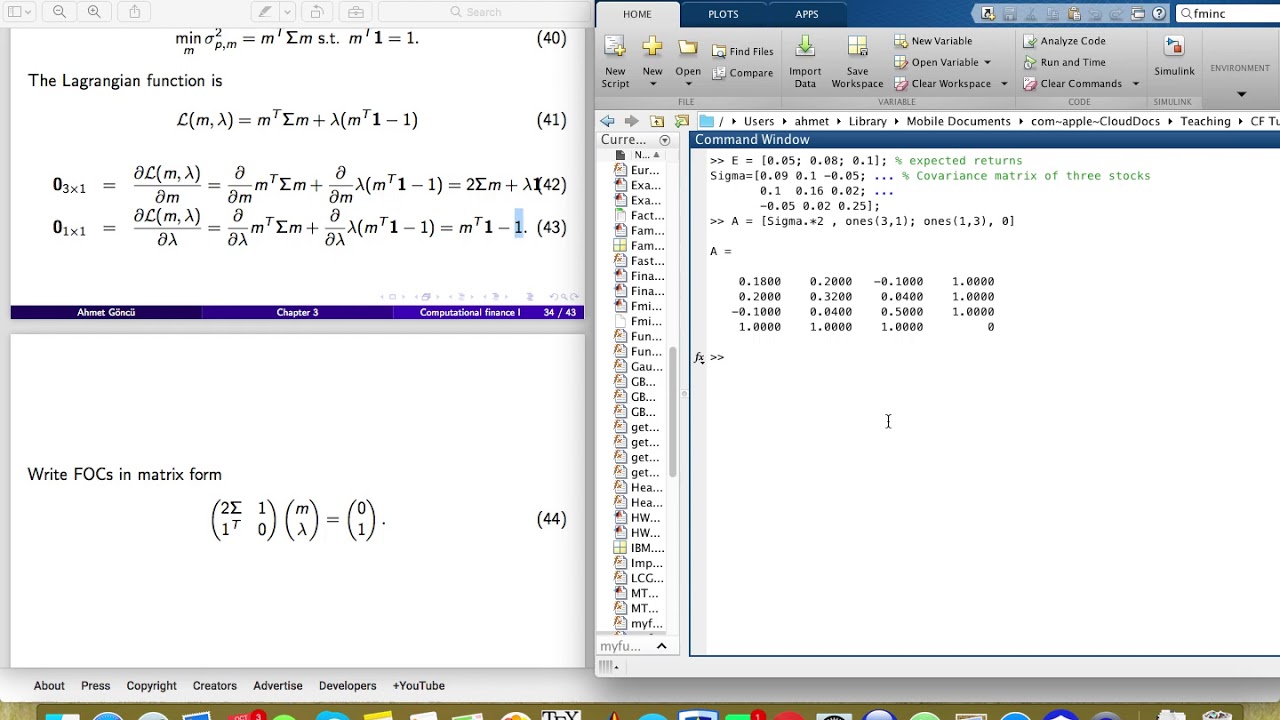 Chapter3 Global Minimum Variance Portfolio Matlab