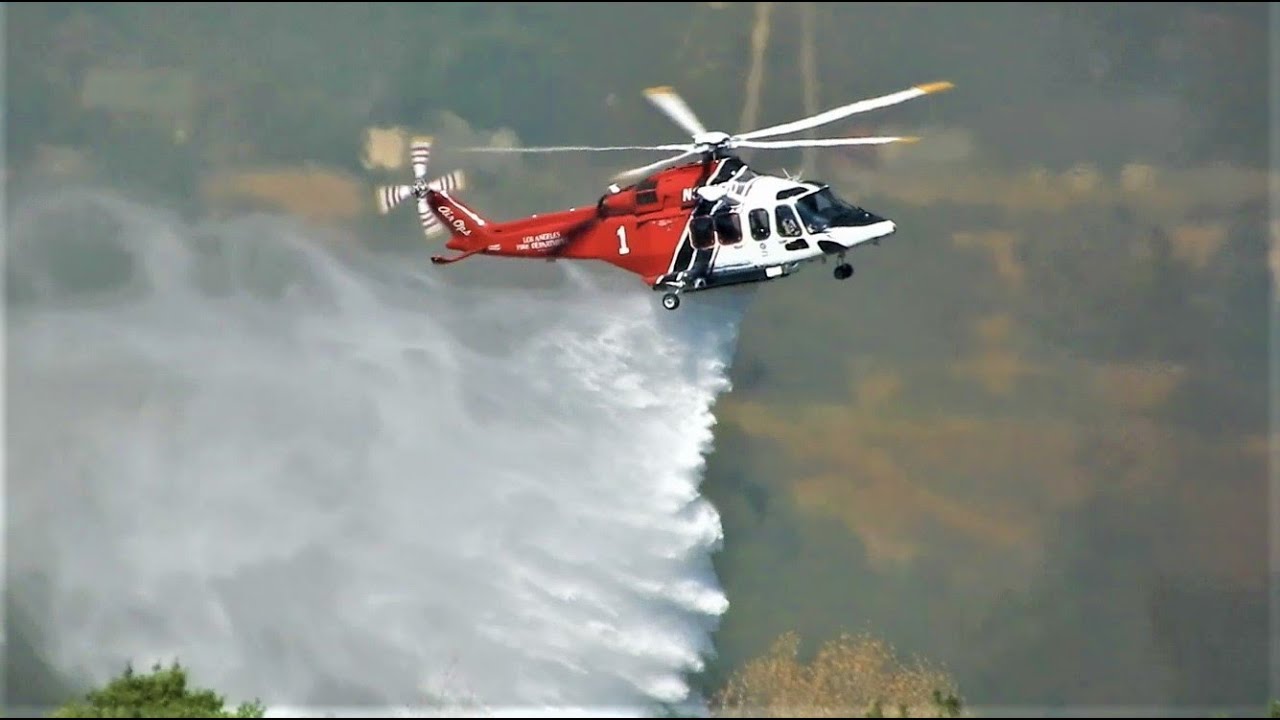 AW139 LAFD Helicopters In Action - Hansen Dam Brush Fire | AgustaWestland Leonardo