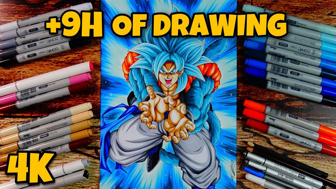 Drawing GOGETA SSj4 BLUE KameHameHa in REAL TIME | 4K