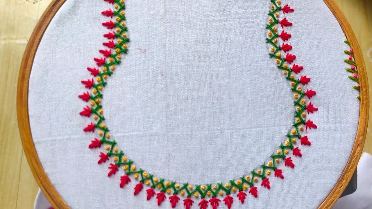 Beautiful Blouse/Suit Neck Hand Embroidery Tutorial/(@ira creations 786)