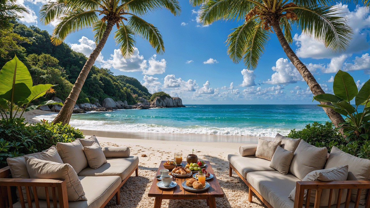Relaxing Seaside Bossa Nova & Smooth Waves Sound ~ Soft Jazz Music for Work, Study and Relaxing