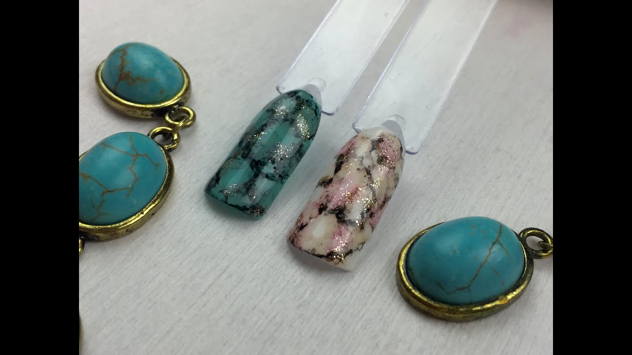 Marble (Turquoise) Stone Nails Using Alcohol Ink *** UPDATED ***