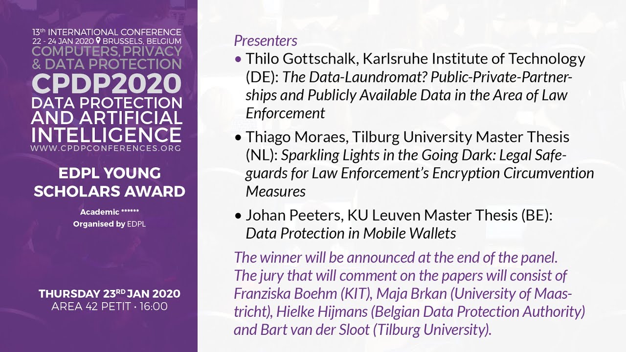 CPDP 2020: EDPL Young Scholars Award.