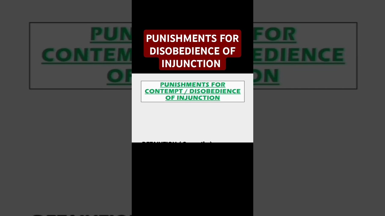 DISOBEDIENCE OF INJUNCTION ORDER PUNISHMENT | CONTEMPT OF INJUNCTION   #cpc #law #ytshorts #shorts