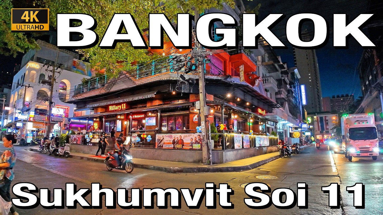 [4K] Bangkok Sukhumvit Soi 11 🇹🇭 Walking in Bangkok (ASMR City Sounds) Walking Tour