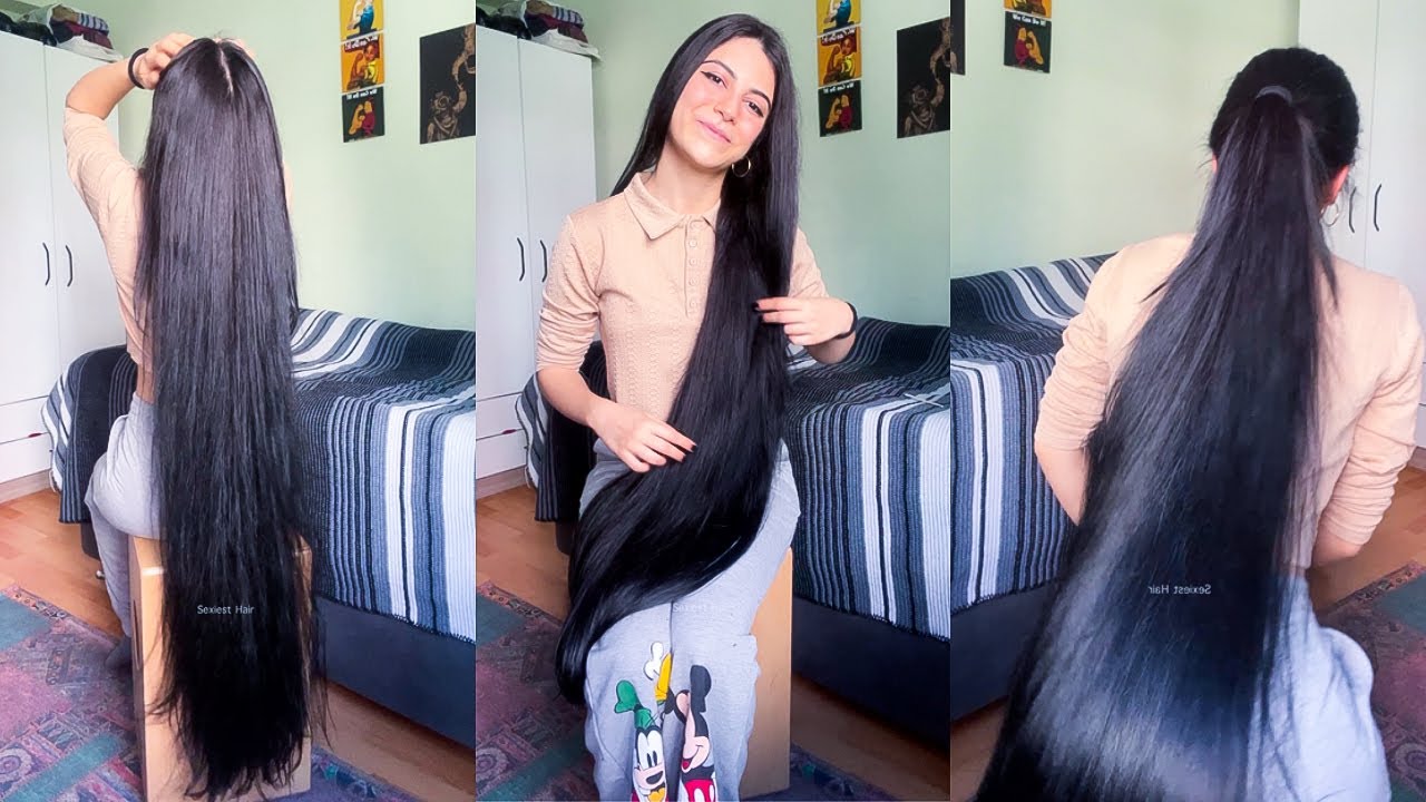 Super Cute Extremely Long Silky Black Hair | Duygu