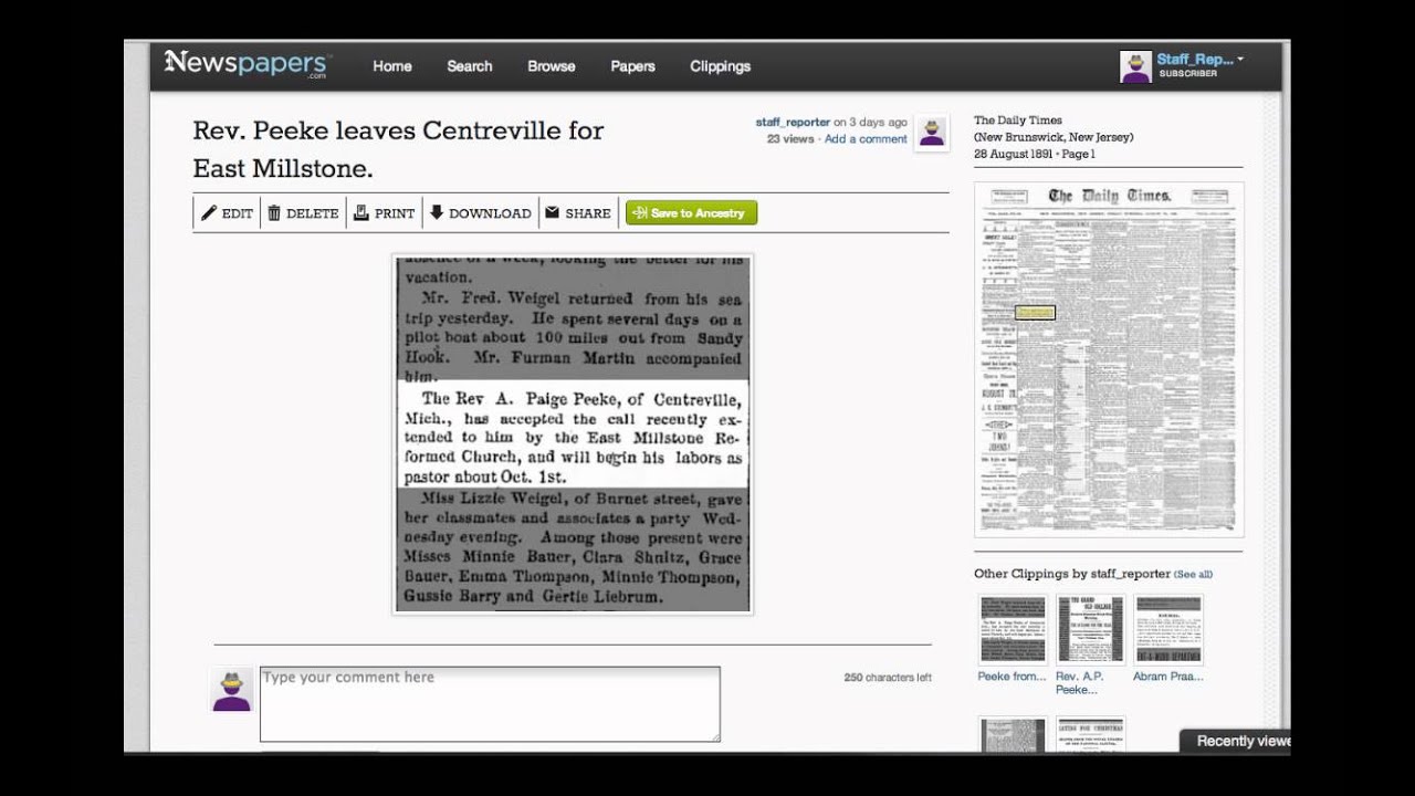 Save Newspapers to Ancestry.com Tree
