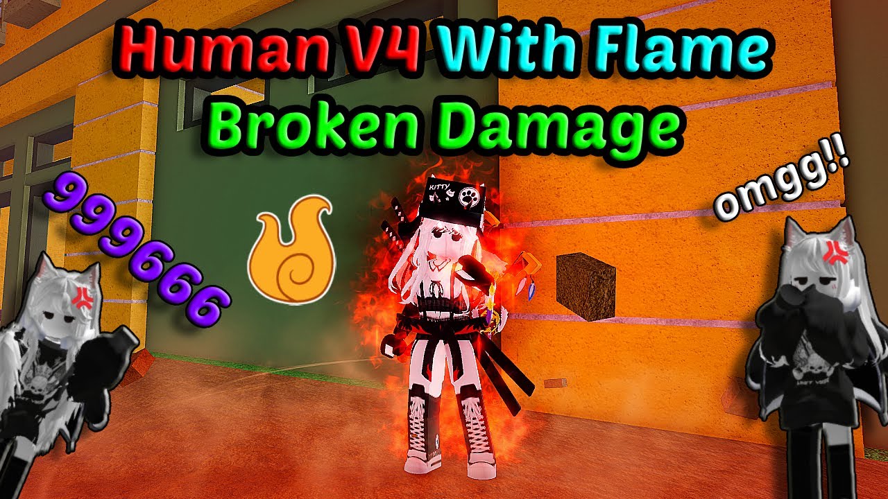 Human V4 With Flame Actually Broken Damage + CDK + Kabucha + E Claw Blox Fruits Bounty Hunting