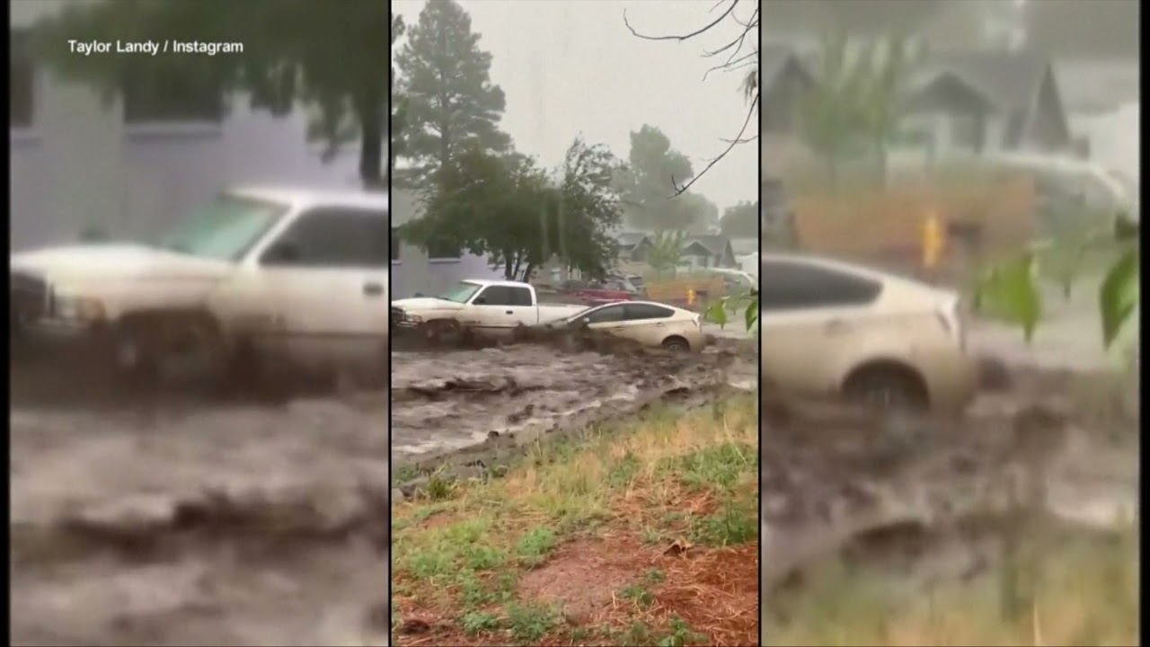 Cars get swept away by monsoon flood waters in Arizona