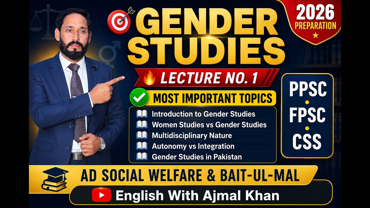 Assistant Director Social Welfare & Bait-ul-Mal | Gender Studies |  Lecture 1| Most Important Topics