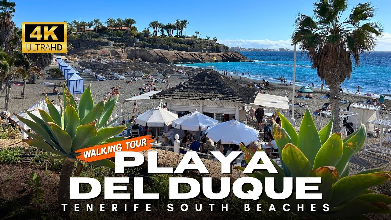 Playa del Duque in Costa Adeje 🇮🇨 Tenerife South | 4K Beach Walk