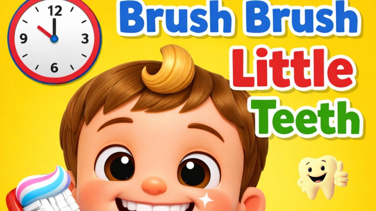 Brush Brush Little Teeth Song 🪥 | 2 Minute Kids Rhyme | Healthy Teeth Song for Toddlers